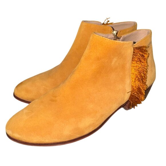 Anthropologie Fringed Booties Suede Ankle Boots Tassel Western Coastal Cowgirl 8 - Picture 2 of 12
